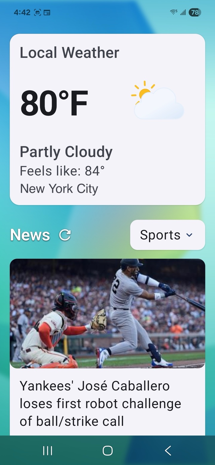 Weather details and news feed